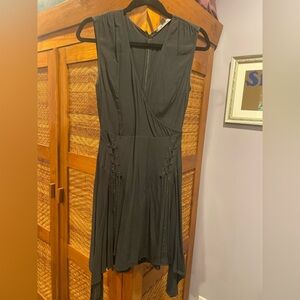 All Saints Black Mini Dress with Lace-Up Detail